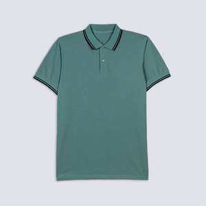 เสื้อโปโลผู้ชายคอตตอนปิเก้คอลายทางสีตัดกันเสื้อผ้าแนวสตรีทอินเทรนด์เสื้อโปโลทรงสลิมฟิตลำลองแบบกำหนดเอง - Product Image 5