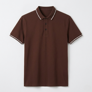 Polo à manches courtes pour homme, couleur unie, tricot piqué, style décontracté, avec col et poignets à bordure blanche - Product Image 1