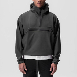 <b>Men's</b> Waterproof Windbreaker Anorak <b>Pullover</b> Hoodie Half-Zip Kangaroo Pocket Elastic Cuff Techwear Streetwear <b>Jacket</b> Wholesale - Product Image 6