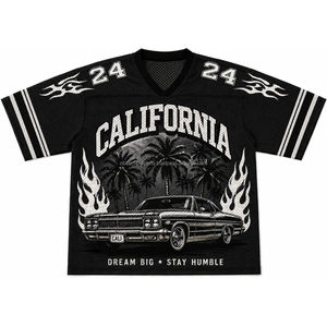 Custom <b>Men's</b> Mesh Graphic Jersey Streetwear Y2K Oversized Mesh T-shirt Football Jersey Style with Printed Design & V Neck - Product Image 3