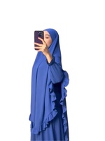 Robe ample décontractée en mousseline de soie pour femme, grande taille, deux pièces, couleur unie, avec burqa et foulard, antistatique et respirante, tenue de prière