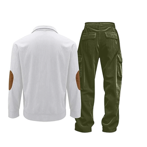 ชุดกีฬาฤดูหนาวผู้ชาย ผ้าฝ้าย 100% ระบายอากาศได้ดี คุณภาพพรีเมียม เสื้อพร้อมกางเกงทรงตรง ชุดลำลอง มีโลโก้ด้านหน้า - Product Image 2
