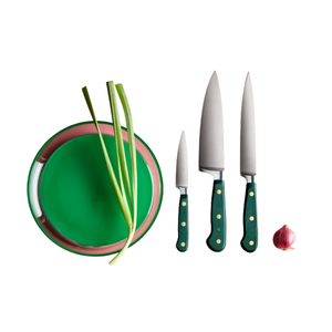 Couteau de cuisine tranchant avec manche riveté vert foncé, lame en acier inoxydable pour couper la viande et les légumes - Product Image 6
