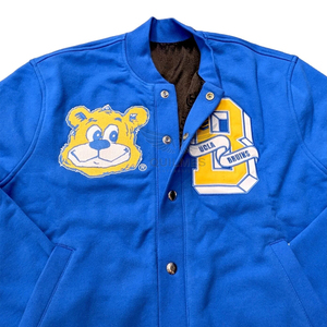 Chaqueta Varsity Azul de Invierno para Hombre y Mujer, Marca Bruins, con Letra D Bordada, Logotipo en el Frente, Estilo Preppy, Corte Regular, Cuello de Béisbol - Product Image 3