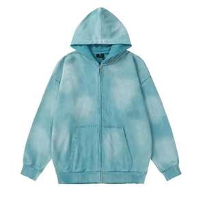 Sudadera con capucha de algodón 100% de peso pesado, con cremallera, personalizada, con lavado ácido y efecto desgastado, de corte oversize, para hombre, estilo streetwear de invierno. - Product Image 4