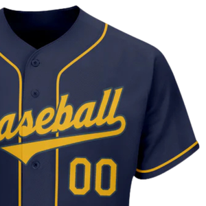 Maillot de baseball bleu marine et or pour homme, boutonné, uniforme d'équipe, respirant, léger, vêtement de sport pour tournoi - Product Image 4