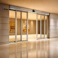 Pintu Geser Kaca Otomatis Elektrik untuk Pintu Masuk Gedung Komersial/Kantor, Kaca Keras Berkualitas Tinggi dengan Sensor Gerak