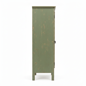 Handcrafted Eco-Friendly Large Capacity Solid Wood Tribal Carved <b>Rustic</b> Green Storage Cabinet <b>Wardrobe</b> for Home Hotel Office Use - Product Image 4