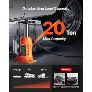 Cric hydraulique à air de 20 tonnes (44092 lb) pour voiture, plage de levage de 10,2 à 19,5 pouces, pompe à bouteille soudée pneumatique/manuelle, robuste, pour SUV, VR - Product Image 2