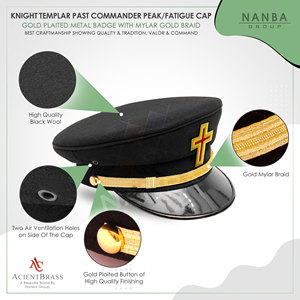 หมวกทหารพรานอัศวินเมสันคุณภาพสูง ประดับตราทองคำทำมือ - Product Image 4