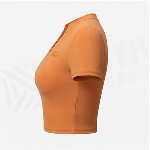 Top Corto Deportivo North Approach Color Naranja, Cuello Redondo, Manga Corta, Color Sólido, Transpirable, Ropa de Yoga para Mujer - Product Image 3