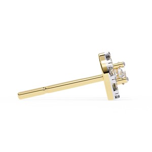 Pendientes de Oro Amarillo de 18K con Halo y Diamantes Cultivados en Laboratorio, Corte Brillante Redondo, para Boda o Compromiso - Product Image 3