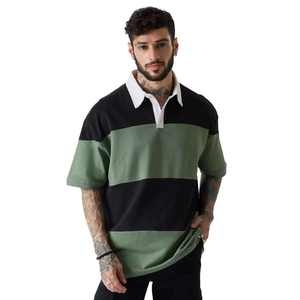 Chemises en coton pour hommes, broderie de logo personnalisée, respirantes, tricotées, grandes tailles, formelles, à manches courtes, unies, écologiques, ligne noire - Product Image 1