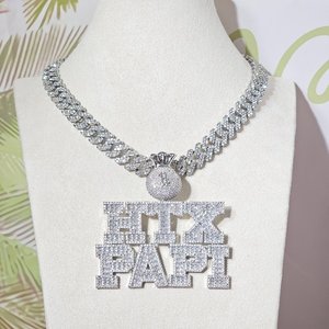 Collar con Colgante de Nombre Personalizado con Incrustaciones de Diamantes de Imitación, Colgante de Letra con Estilo Hip Hop y Graffiti, Joyería Brillante con Circonitas para Hombre - Product Image 3