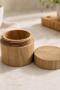 Wooden <b>Spice</b> <b>Jar</b> Storage Container Wooden Lid 250mL Capacity Eco-Friendly Durable Classic Design Kitchen Countertop - Product Image 3