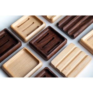 Porte-savon en bois d'acacia avec drainage - Accessoires de salle de bain en bois faits à la main en gros - Product Image 4