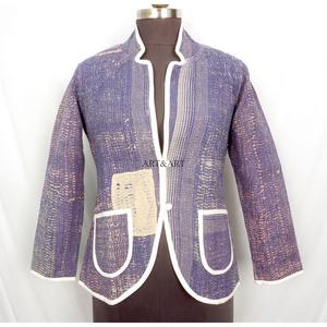 Indian Cotton Vintage <b>Kantha</b> <b>jacket</b> with mandarin collar and pockets button Autumn/Winter High Quality Quick Dry Plus <b>Jacket</b> - Product Image 1