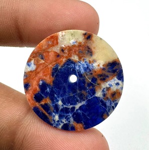 Natural sodolite Polished Blue Round Flat Dial 31.5 MM Loose Gemstone for <b>Jewelry</b> Making Free <b>Drilling</b> 1mm - Product Image 4