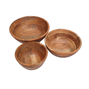 Bol de service en bois de manguier naturel pour collations et fruits Bol à salade en bois de qualité alimentaire pour soupe antique Bols en bois - Product Image 6