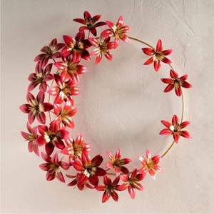 Handmade metal floral <b>wreath</b> Heart garland wall hanging Colorful door mount decoration Indoor Christmas <b>wreath</b> decor - Product Image 6