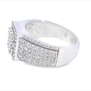 Anillo Plateado en Rodio con Incrustaciones de Diamantes Cuadrados Certificados por IGI, Diseño de Lujo para Hombre, Brillante y Elegante - Product Image 4