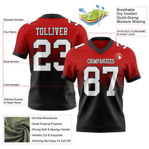 Camiseta de Fútbol Americano Personalizada con Cuello en V, Manga Corta, Impresión por Sublimación, Nombre del Equipo, Número, Unisex, Adulto, Corte Regular, Absorbe la Humedad - Product Image 2