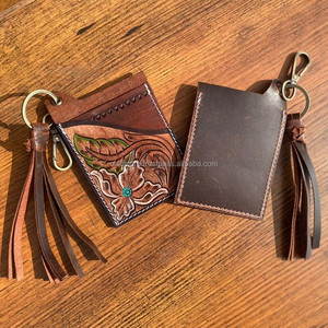 เคสใส่บัตรหนัง ATM ลายดอกไม้แท้มีสไตล์ทันสมัยเคสใส่บัตรมีพู่ห้อยแฟชั่นตะวันตกขนาดเล็กน่ารักมาใหม่พร้อมพวงกุญแจ - Product Image 5