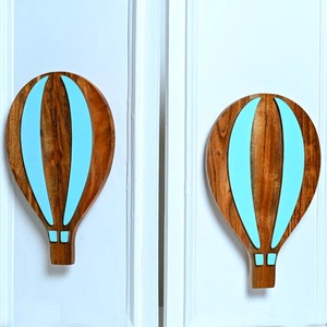 Poignée de porte en bois pour enfants, accents bleus, poignées de meuble en forme de montgolfière, de haute qualité, durables, pour armoire de chambre à coucher - Product Image 4