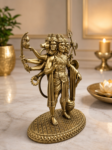 Jaipur Metals Durable Pure Brass Plated Panchmukhi Hanuman Idol | 100% Brass <b>Statue</b> | 6.5x4.2x9cm | 115g | Tabletop <b>Religious</b> - Product Image 3