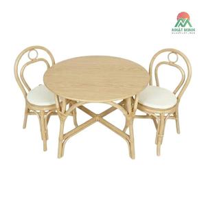 Juego de Mesa y Sillas de Ratán para Niños Nhat Minh, Estilo Tropical Redondo, Muebles Ecológicos para Interiores, Diseño de Respaldo Windsor - Product Image 2