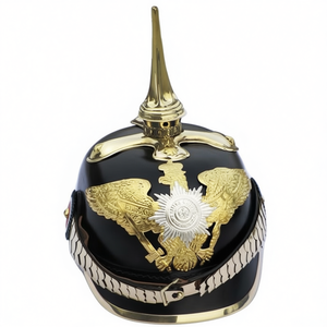 Casco de Armadura Pickelhaube Prusiano Alemán Medieval, Casco de Caballero Histórico de Cuero y Latón Pulido - Product Image 4