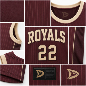 Camiseta sin mangas de baloncesto Royals 22, color granate a rayas, unisex, para adultos, que absorbe la humedad, con estampado sublimado - Product Image 6
