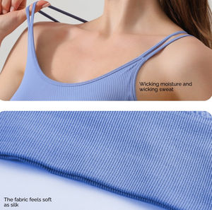 Ropa Deportiva, Sujetador Deportivo con Tirantes No Ajustables y Relleno, Hecho de Algodón Tejido de Alta Calidad, Sujetadores Deportivos de Gimnasio de Alta Elasticidad - Product Image 4