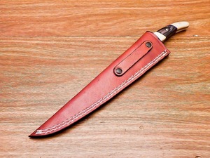 Cuchillo de Filetear Premium Hecho a Mano con Hoja de Acero de Damasco, Borde Dentado, Punta Caída, Mango de Madera, 12 Pulgadas de Longitud Total, Industrial - Product Image 6