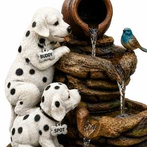 Fuente de agua artesanal de fibra gruesa para perros, cachorros dámilantes, cascada decorativa de resina para jardín exterior con diseño de animal - Product Image 3