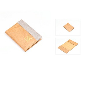 Foldable Passport <b>Holder</b> Microfiber Synthetic Leather Minimalist Design Letter Pattern Square Shape Beige Gray Accent - Product Image 3