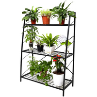 Support de plantes en métal chromé à 3 niveaux, barre suspendue robuste, support de pot de fleurs écologique pour intérieur, extérieur, balcon, jardin, haut