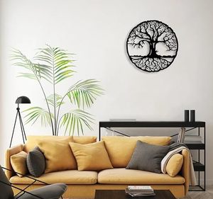 Décoration murale en métal Arbre de Vie, Art mural rond rustique, Décoration murale naturelle pour ferme, salon, chambre, bureau - Product Image 6
