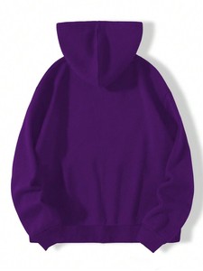 เสื้อฮู้ดดี้สีม่วงสำหรับผู้ชาย แบบซิป ปักลายโครงกระดูกด้วยเพชร ทรงโอเวอร์ไซส์ ใส่ได้ทั้งชายและหญิง สไตล์ฮิปฮอป แขนปกติ ผ้าเฟรนช์เทอร์รี่ - Product Image 5