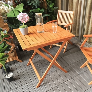 ชุดบิสโทรยูคาลิปตัสแบบพับได้3ชิ้นเฟอร์นิเจอร์ไม้แบบดั้งเดิมที่ทนทานสำหรับรับประทานอาหารกลางแจ้ง - Product Image 6