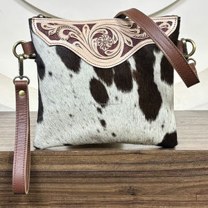 Women's Large Capacity 2025 Trendy Floral Hand Tooled Cowhide Leather Crossbody Bag Western Style Design Shoulder Wristlet Purse - Product Image 4