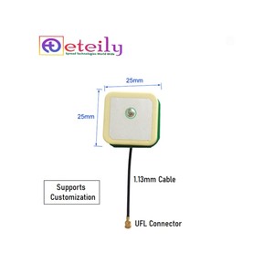 Eteily เสาอากาศแบบแอคทีฟ GPS/Glonass 25*25สาย1.13มม. พร้อมขั้วต่อ UFL ผลิตในอินเดีย - Product Image 2