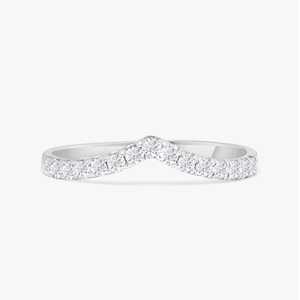 Bagues empilables en diamant, demi-éternité en V, serties de diamants de laboratoire ronds, en or massif 14k 18k, délicates, style chevron, vente en gros - Product Image 3