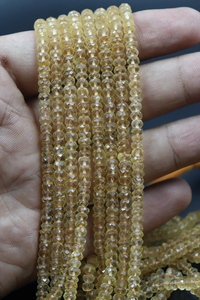 Cuentas de Rondelle facetadas de citrino amarillo natural, piedras preciosas sueltas de 4,5mm para la fabricación de joyas - Product Image 2