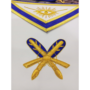 Conjunto de Regalia Bordado a Mano para Oficiales de la Logia Azul Masónica – Conjunto de Mandil de Oficial Secretario Masónico de Alta Calidad - Product Image 2