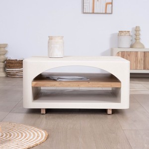 Vandana Silver Aura square coffee table with an organic design and a <b>sandblasted</b> concrete look - Product Image 1