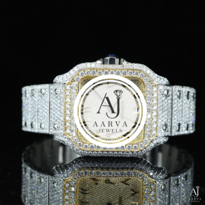 Montre mécanique de luxe Aarva Jewels Hip Hop Iced Out avec cadran carré, aiguilles, boîtier en acier inoxydable, fermoir papillon et verre - Product Image 4