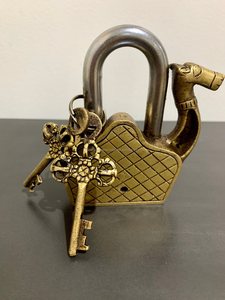 Handmade Antique Brass Camel Padlock Unique Vintage Working <b>Lock</b> with Durable Polished Finish and Two Functional <b>Keys</b> - Product Image 2