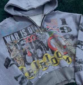 Sweat à capuche pour homme SPAHI ENTERPRISES de qualité supérieure, 100% coton tricoté, écologique, coupe ample, effet délavé, impression numérique, 500g, hiver - Product Image 2