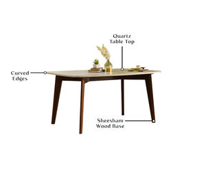 Ensemble de table à manger moderne et élégant en bois massif avec plateau en marbre, tables à manger d'extérieur modernes, meubles en bois, table à manger 6 places - Product Image 5